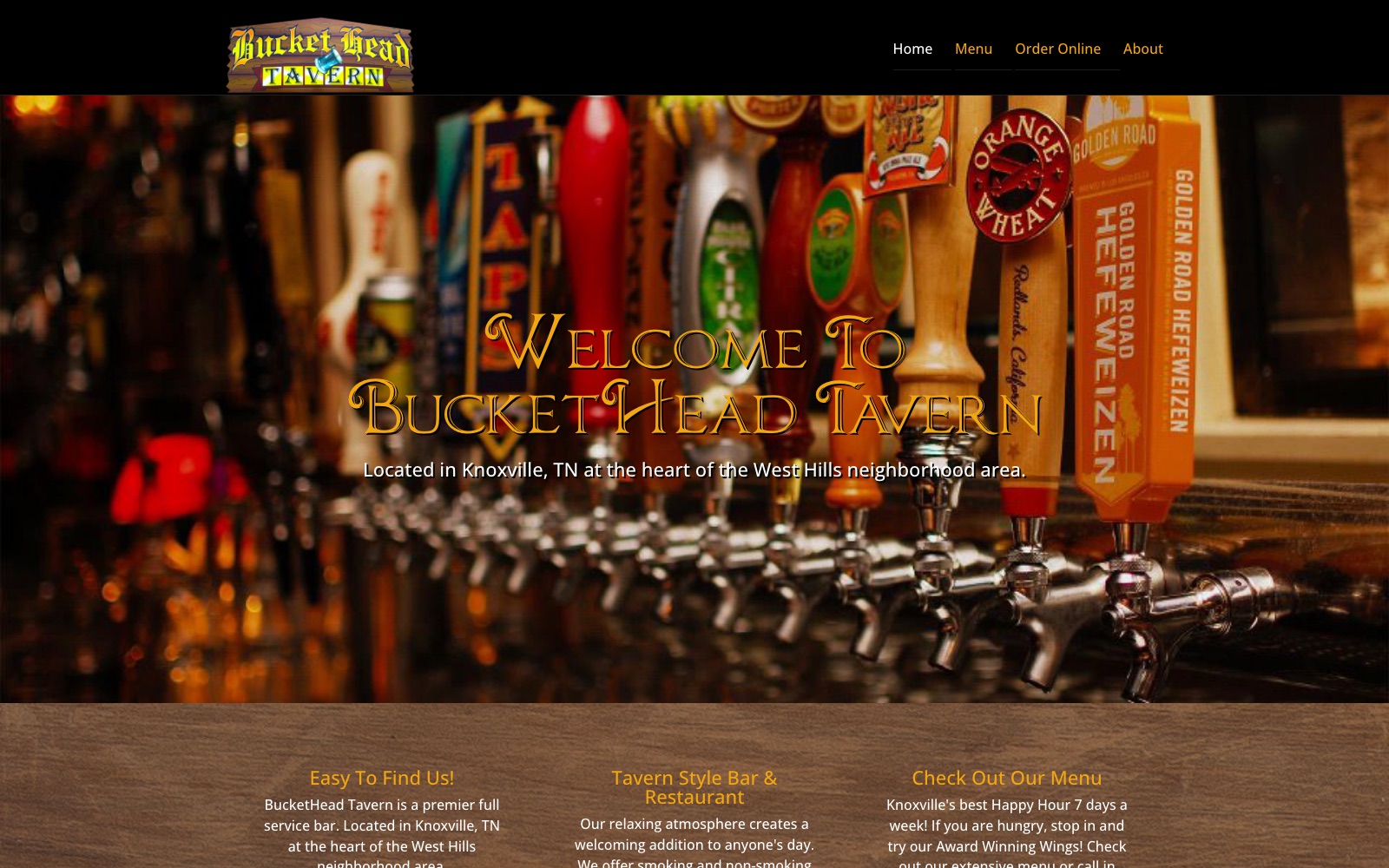 Bucket Head Tavern website preview
